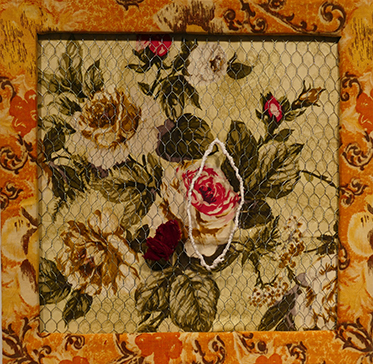 the secret (textile on wood 50cmx50cm)