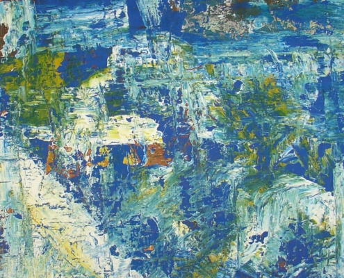 Summer in a greek island (mixed media on paper 50x70)