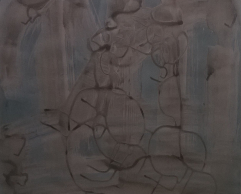 The crutch (mixed media on canvas 50x70)